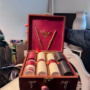 Vintage Poker Chip Set with Case